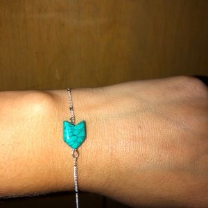 Turquoise Gem Thin bracelet with silver chain